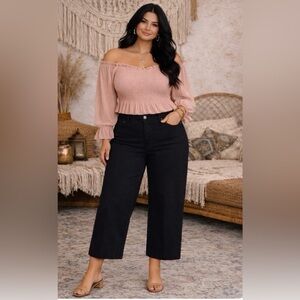 NYDJ Wide Leg Lift Tuck Technology Black Women's Pants Size 16 Regular